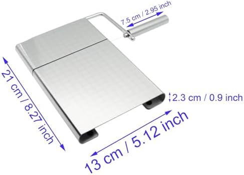 1PCS Cheese Cutter Slicer Board Stainless Steel Block Cheese Slicer with Grid Scale Lines and Replacement Wires