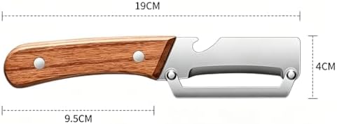 Elite Knives and Cutlery Set, 2-in-1 Serrated Peeling Knife Premium Vegetable Peeler, Multifunctional Vegetable Peeler with Wooden Handle and Bottle Opener for Kitchen (2pcs,A)
