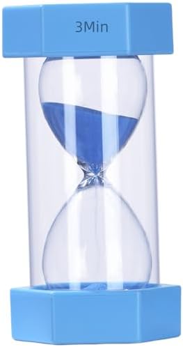 Colorful Sand Timers, Hourglass Sand Timers 3 Min Sandglass Timer with Protective Cover for Toothbrush Timer Games Classroom Home Office Cooking(Blue+3Min)
