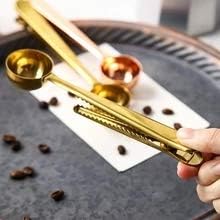 3 PCS Coffee Scoop with Clip 2 in 1 Stainless Steel 1 tbsp Ground Measuring Spoon with Bag Clip for Coffee Tea