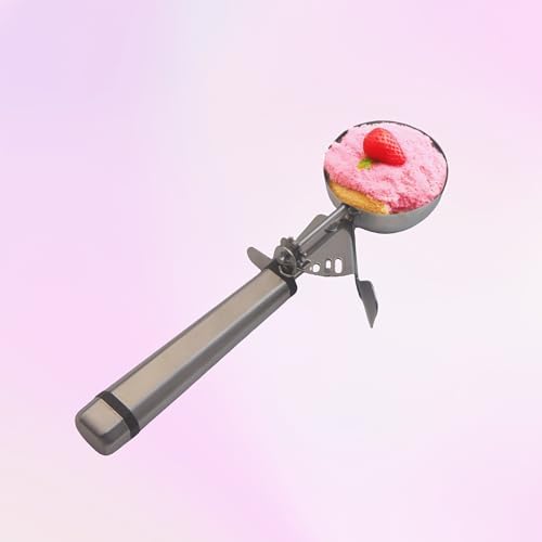 Portion Scoop with Stainless Steel Long Handle, #10 Trigger Release Disher Scoops, 3 1/4 OZ Cookie Dough Scoop for Portion Control,Cupcake Batter,Ice Cream