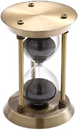 SuLiao 1 Minute Sand Timer Hourglass,Small Brass Sand Clock 1 Min, Retro Black Sand Watch,Vintage Reloj De Arena 1 Min, Metal Unique Hour Glass Sandglass for Office Desk Home Gifts Kitchen Decorative
