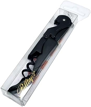 Pulltap's Genuine Slider 900 Waiter's Corkscrew – Double-Hinged Wine Key with Sliding Foil Cutter – Patented Design – Made in Spain – Black/Black