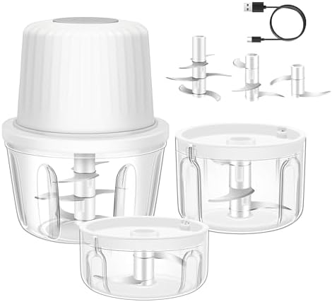 100+250+400ML Electric Garlic Chopper, 6 Blades Garlic Mincer