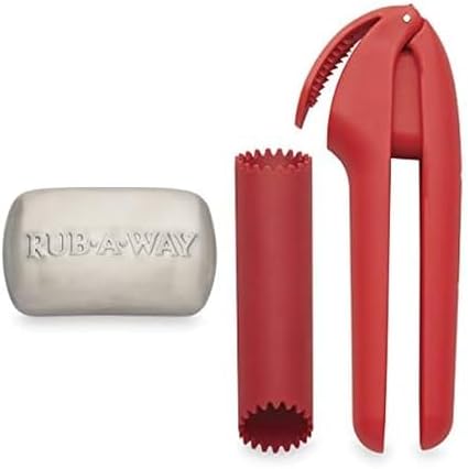 Farberware Healthy Eating Garlic Set with Garlic Press, Garlic Peeler, Rub-a-Way Bar