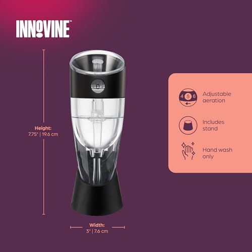 Innovine Wine Aerator, Instant Decanter with Adjustable Dial to Custom Aeration, Enhance Flavor, Smooth Pour, Perfect for White and Red Wines, Home Bar Accessories, Set of 1, Graphite