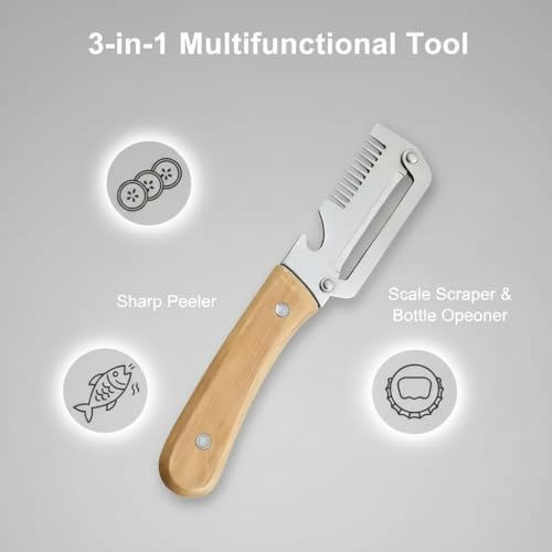 Premium Stainless Steel Vegetable Peeler Multifunctional Kitchen Peeler for Potato Carrot Fruit Veggie with Wooden Handle Sharp Swivel Blade Non-Slip Easy Peeling (2 Pcs)