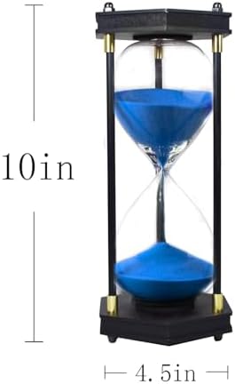 Hourglass Timer 60 Minute, Hexagon Wooden Sand Timer, Blue