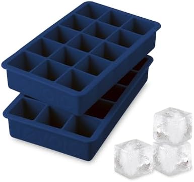 Tovolo Silicone Ice Cube Tray Deep Indigo Pack of 2 BPA Free Ice Tray Mold for Coffee Drinks Cocktails, Dishwasher Safe Easy Release Perfect 1 Inch Cube Ice Tray for Whiskey Bourbon Spirits