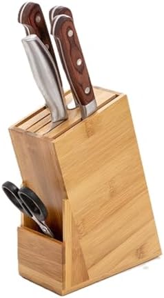 Wood Kitchen Knife Block, 6 Slots Universal Knife Storage Organizer