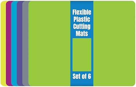 Better Kitchen Products Flexible Plastic Cutting Board Mats, Set of 6, Textured, 6 Vivid, Translucent Colors Assorted