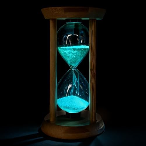 PROLOSO Wooden Sand Timers 1 Minute Glow in the Dark Sandglass Countdown Hourglass Sand Clock for Toothbrush Timer Games Classroom Home Office