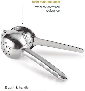 Lacor – 68182 – ZITRU Manual Juicer, 18/10 Stainless Steel, Juicer for Limes, Lemons and Oranges, Ergonomic Handle, Dishwasher Safe