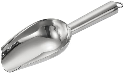 uxcell Metal Ice Scoop, 7.1" x 2.4"Stainless Steel Ice Scooper for Kitchen Party Bar Wedding, Silver
