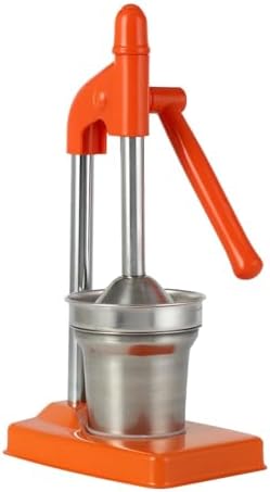 Cast Iron Juicer Hand Press,Effective Stainless Steel Manual Juicer Fruit Squeezer, Heavy Duty Hand Press Juice Extractor for Fresh Lemonade Orange Juice,Home and Kitchen (Orange)