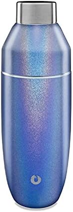 SNOWFOX Premium Vacuum Insulated Stainless Steel Cocktail Shaker, Home Bar Accessories, Elegant Drink Mixer, Lid With Jigger & Built In Strainer, Blue, 22oz.