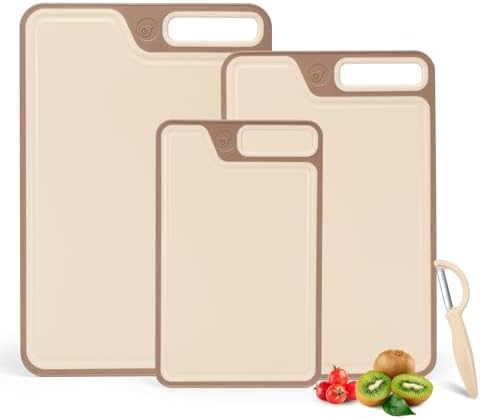 4 Piece Plastic Cutting Board Set for Kitchen Dishwasher Safe,Food Safety, Non-Slip Design, Ideal for Meat and Vegetable Prep
