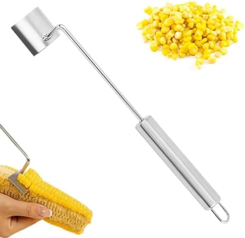 Corn Cob Stripper, 2025 Upgrade Stainless Steel Corn Peeler for Corn on The Cob, Ergonomic Long Handle Corn Stripping Tool, Durable Corn Thresher Tool for Women Home Dining Kitchen Gadget (1pcs)