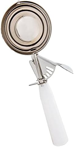 Tiger Chef White 5-1/3 oz Stainless Steel Ice Cream Scoop Disher - NSF Certified - For ice cream, frozen yogurt, cookie dough, meat balls, rice dishes, and vegetable purées. (10, 5-1/3 oz White)