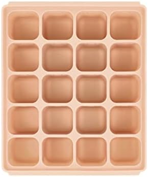 Baby Food Storage Silicone Cubes with Clip-On Lid Freezer Tray Baby Food Soups Purees Ice Easy and Safe Design Made in Korea (20 Sand Beige)
