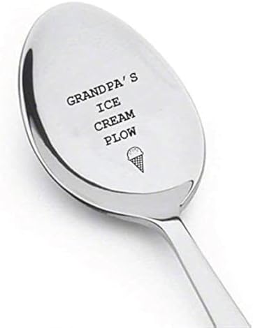 Gift for Grandpa - Grandpa's Ice Cream Plow | Birthday Gift for Grandfather | Funny Ice Cream Lover's Gift | Christmas Gift for Grand Parents | Engraved Spoon