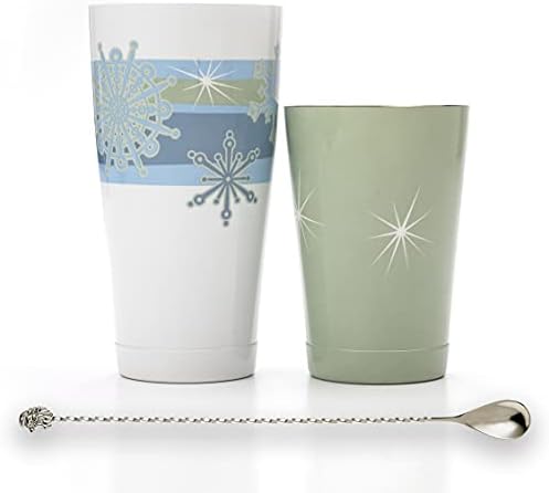 Barfly Holiday Snowflakes Cocktail Shaker Set with Santa Spoon