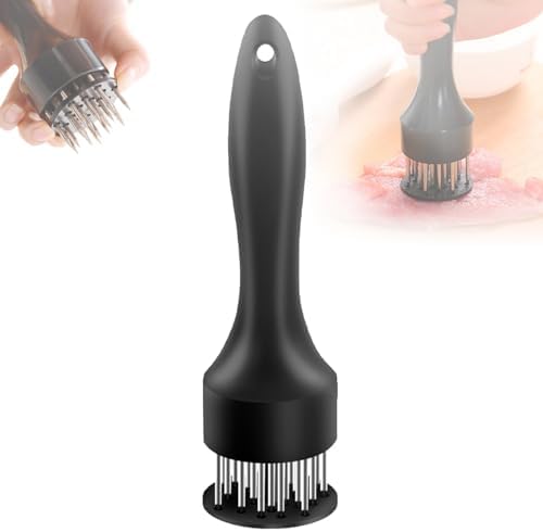 Meat Tenderizer Tool, Stainless Steel Meat Pounder Tools Meat Tenderizer Tool with Ultra Sharp Stainless Steel 21 Sharp Needle Blades for Tenderizing and Cooking Kitchen Gadgets (Black, 1pcs)