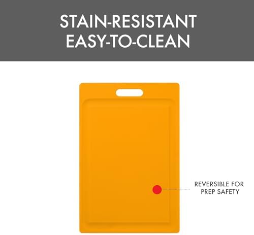 Dexas NSF Certified Polysafe Cutting Board with Handle and Juice Well, 12 x 18 inches, Reversible Kitchen Cutting Board, Yellow