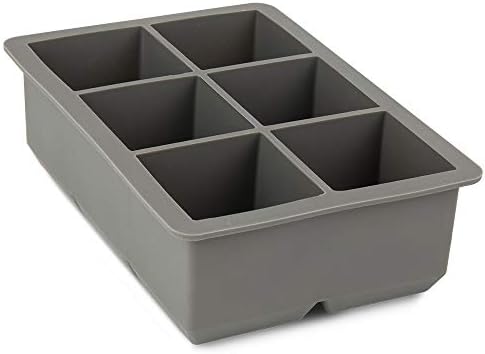 Ticent Ice Cube Trays Set of 2-Silicone Sphere Ice Ball Maker with Lid & Large Square Ice Molds for Whiskey, Cocktail & Brandy (Grey)
