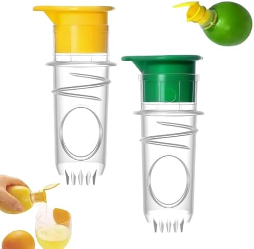 Screw-Top Lemon Squeezer, Manual Juicer with Filter Lime Juicer BPA-Free Extractor Citrus Press with Lid Squeeze Lime for Cocktails Drinks (2Color)