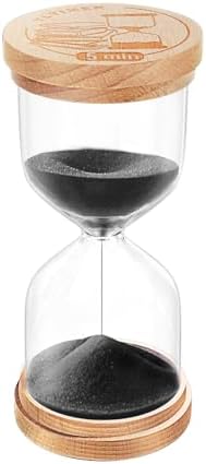 5 Minute Wood Sand Timer, Black Hourglass Hour Glass Timer,Beech Wooden Sand Clock, Small Sand Watch 5 Min for Kitchen, Classroom, Games (Black)