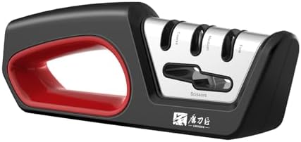 4 in1 Knife Sharpener — Diamond-Coated Ceramic Sharpening Stones Compatiable for All Knives Including Professional, Precision Kitchen, Chef's Knives ，with Non-Slip Rubber Edge Grip