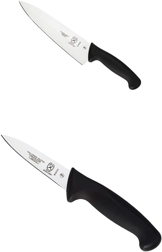 Mercer Culinary Millennia Black Handle 8-Inch Chef's Knife and 3.5-Inch Paring Knife