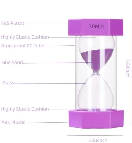 Colorful Sand Timers, Hourglass Sand Timers 30 Min Sandglass Timer with Protective Cover for Toothbrush Timer Games Classroom Home Office Cooking(Purple+30Min)