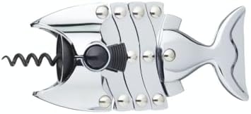 BarCraft Lazy Fish Corkscrew and Bottle Opener, Stainless Steel Wine Opener, 16.5 x 7.5 x 4.5cm, Silver