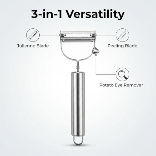 Vegetable Peeler Set 5 Pack – Stainless Steel Double-Sided Y Peeler for Potatoes, Carrots & Apples – Rust-Proof, Dishwasher Safe Kitchen Peelers with Ergonomic Non-Slip Handle – Multi-Purpose