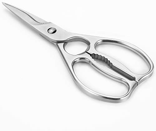 Multipurpose Kitchen Shears by WELLSTAR, Come Apart Heavy Duty German Stainless Steel Food Scissors for Cutting Meat Poultry Chicken Vegetable, Plus Handy Onion Slicing Holder, Gift Box Pack