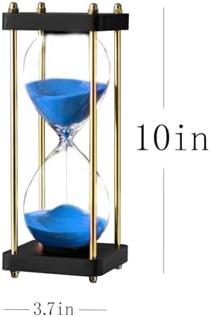 Hourglass Timer 60 Minute, Golden Wooden Sand Timer, Blue