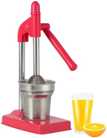 Cast Iron Juicer Hand Press,Effective Stainless Steel Manual Juicer Fruit Squeezer, Heavy Duty Hand Press Juice Extractor for Fresh Lemonade Orange Juice,Home and Kitchen (Red)