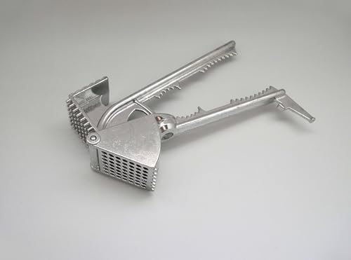 Tredoni Aluminium Big Garlic Press Masher with Head-Cleaner, Olive Pitter, Nutcracker, Meat Tenderizer & Fish Scraper