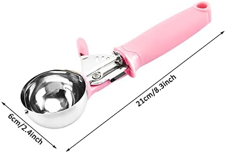 2 Pack Ice Cream Scoop Cookie Dough Scoop With Trigger Pink Handle for Cookie Dough Cupcake Batter Ice Cream Portion Control (Pink）