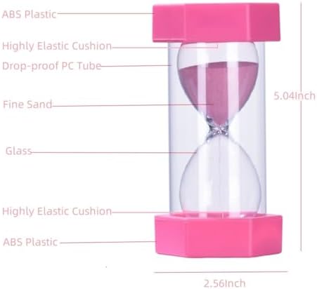 Colorful Sand Timers, Hourglass Sand Timers 3 Minute Sandglass Timer with Protective Cover for Toothbrush Timer Games Classroom Home Office Cooking(Pink+3Min