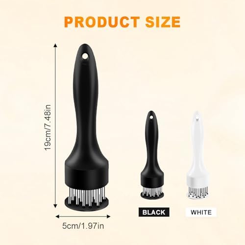 Meat Tenderizer Tool, Stainless Steel Meat Pounder Tools Meat Tenderizer Tool with Ultra Sharp Stainless Steel 21 Sharp Needle Blades for Tenderizing and Cooking Kitchen Gadgets (White, 1pcs)