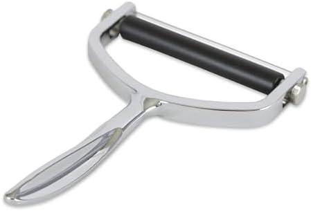 RSVP International Handheld Cheese Slicer/Shaver, Adjustable Thickness for Hard or Soft Cheeses, Heavy Duty Chrome Handle, Wire Cutter, Dishwasher Safe, 6.75-Inch Length