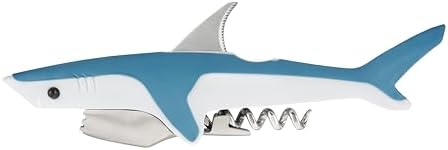True Shark Waiters Corkscrew Wine Opener with Sharp Foil Cutter, Durable Stainless Steel and & Soft Touch Plastic Perfect for Home Bar, Kitchen, Outdoor Party, Gifts for Wine Lovers, Set of 1