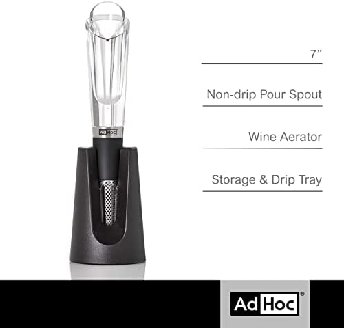 AdHoc 2 in 1 Aerator Pourer and Red Wine Decanter - Wine Dispenser Accessory - Aerator Tool for Wine Bottles - Wine Preserver Gadget - Non-Drip Pourer Device - Gift for Wine Lovers