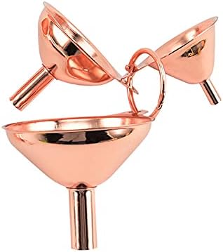 A Set of 3pcs Rose Gold Stainless Steel Durable Funnels for Filling Bottles Kitchen Canning Funnel Essential Oils Liquid Ingredients Powder