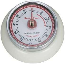 Dulton 100-189IV Kitchen Timer with Magnet, Ivory, Steel, Analog, Retro, Diameter 2.8 inches (70 mm), Depth 1.2 inches (30 mm)