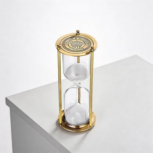 Large Sand Timer 60 Minute,Big Hourglass,Antique Brass Sand Clock,Antiguo Reloj De Arena 60 Minuto, Vintage Sand Watch 60 Min,Metal Unique Sandglass for Gifts Games Cooking Home Decoration