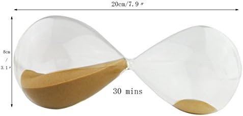 Large Fashion Colorful Sand Glass Sandglass Hourglass Timer Clear Smooth Glass Measures Home Desk Decor Xmas Birthday Gift (30 Minutes, Brown)